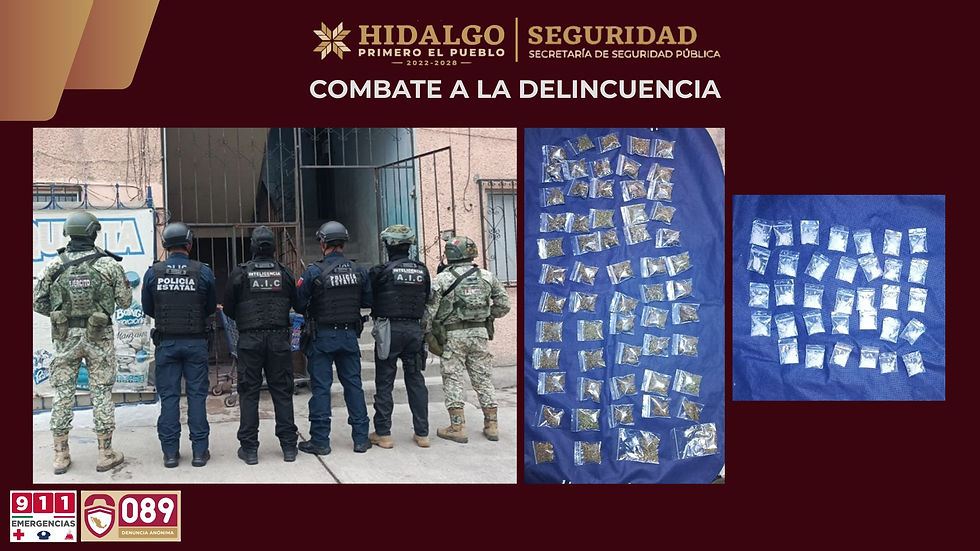 Aseguran droga tras cateo en Pachuca