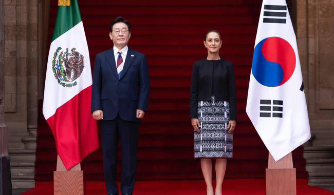 Recibe Claudia Sheinbaum al presidente de Corea Lee Jae-myung