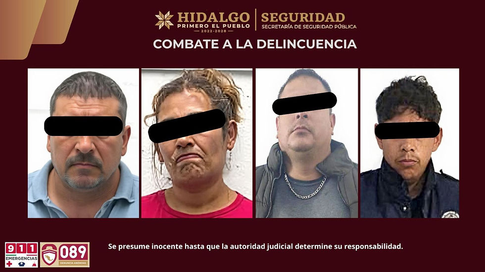 Caen cuatro personas con armas y droga en Hidalgo