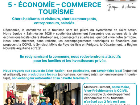 Suite du programme : 5 - ÉCONOMIE - COMMERCE - TOURISME