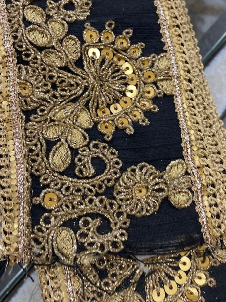 black embroidered ribbon