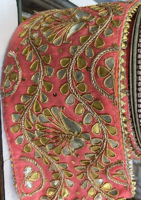 peach embroidered ribbon