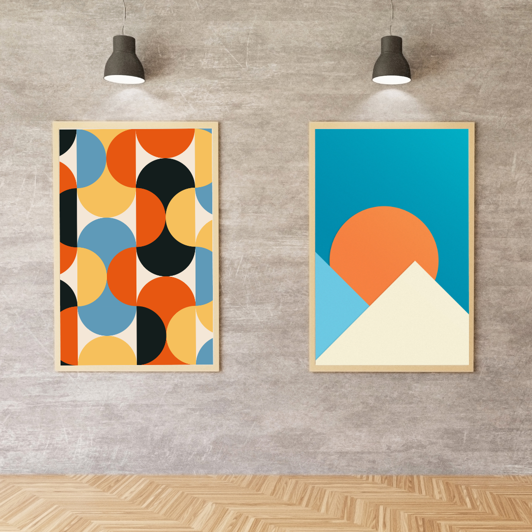 Set Cuadro De Arte Moderno con Formas Aleatorias, Estilo Minimalista.