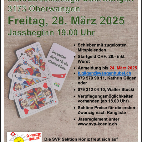 Jass-Turnier in Oberwangen