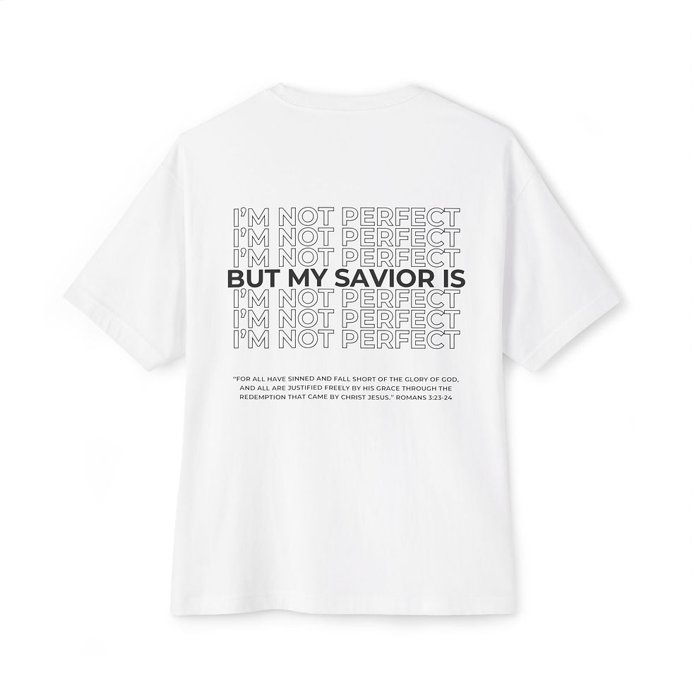 Thumbnail: Christian Oversized Tee: "Not Perfect But My Savior Is"