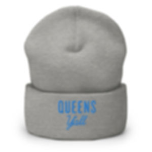 Queens Y'all Beanie Blue Text grey