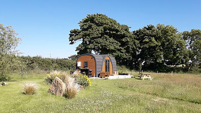 view of luxury pod Hornbeam at Trewithe Farm Glamping