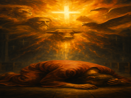 Ezekiel before the Lord prostrate on his face - Ezekiel 1