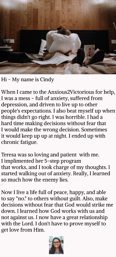 testimony by Cindy overcoming abuse and anxiety