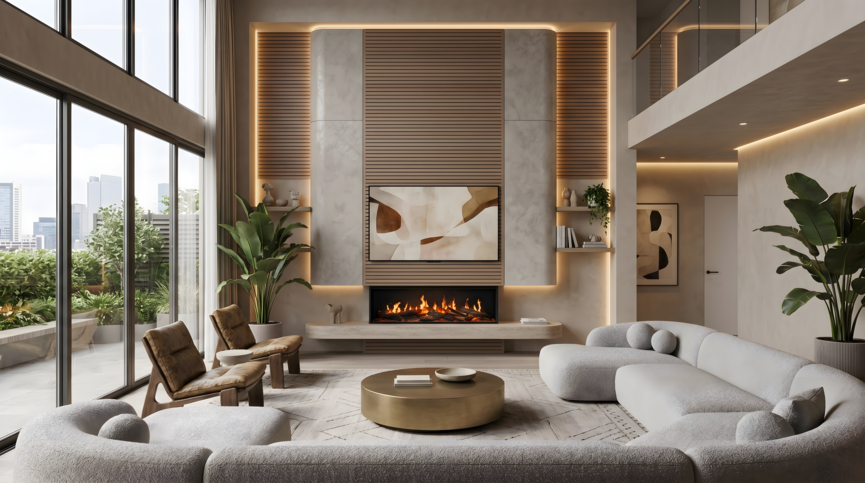 Cheminée électrique encastrable Dimplex Visage 50 avec flammes Opti-Virtual