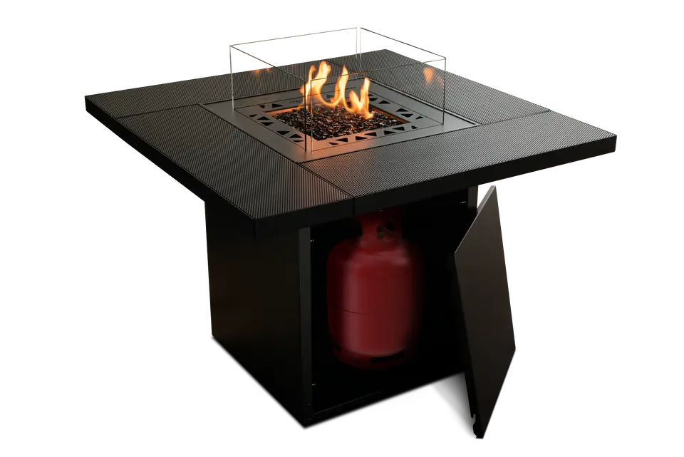Table à feu extérieure Planika Square Table avec brasero à gaz intégré