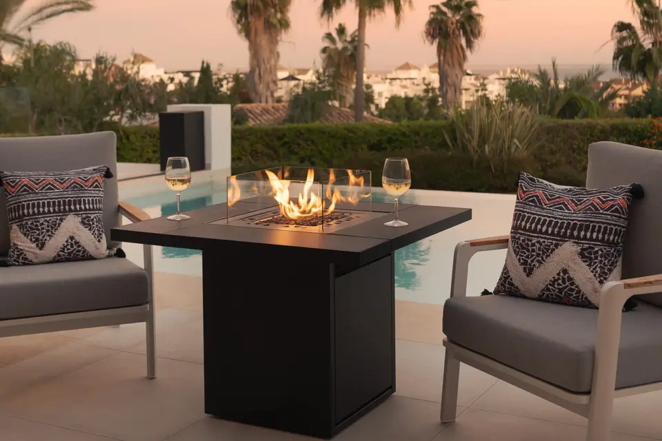 Foyer d’extérieur Planika Square Table en acier galvanisé noir
