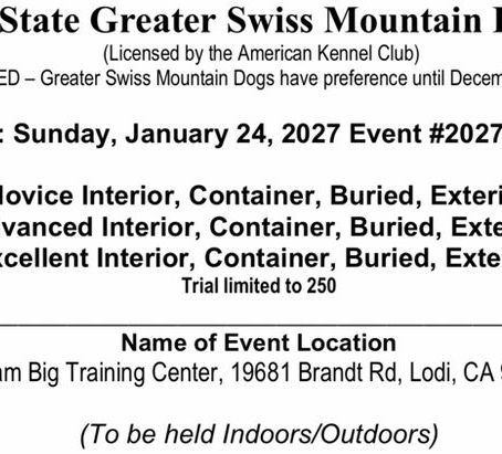 Scent Trial, Jan 24 2027, Lodi CA.