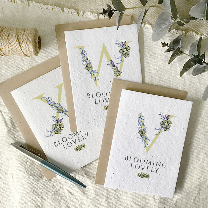 Thumbnail: Initial letter plantable greetings card - Blooming lovely