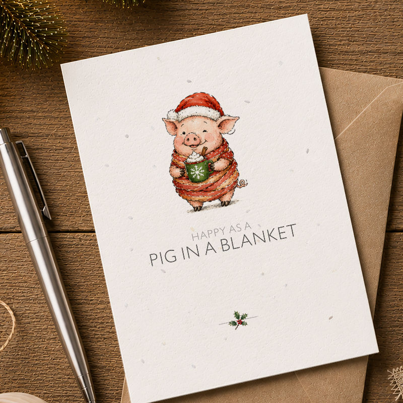 Thumbnail: Pack of 5, Pigs in blankets - plantable Christmas cards