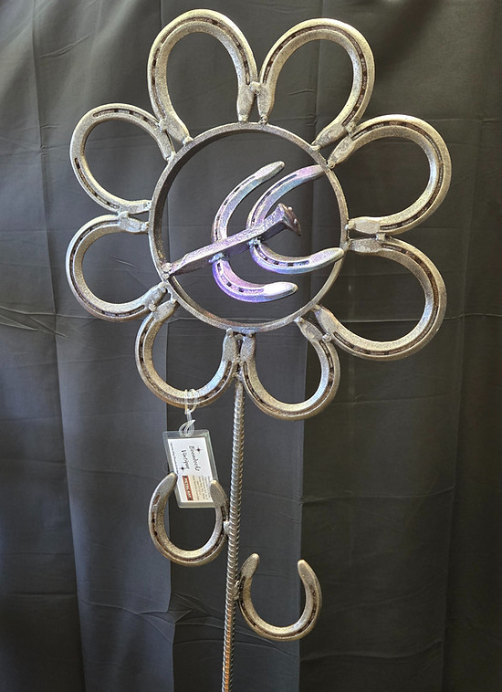 Metal flower with dragonfly
