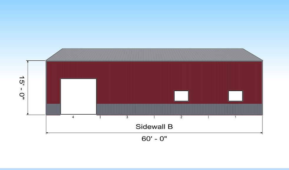 Thumbnail: 40 X 60 X 15 3:12 with 12' Leanto and 3' Wainscott