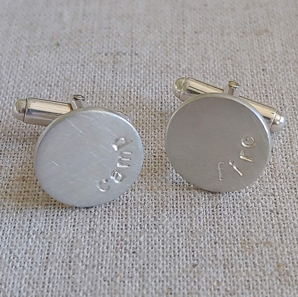 Thumbnail: pre-stamped sterling silver round cuff links