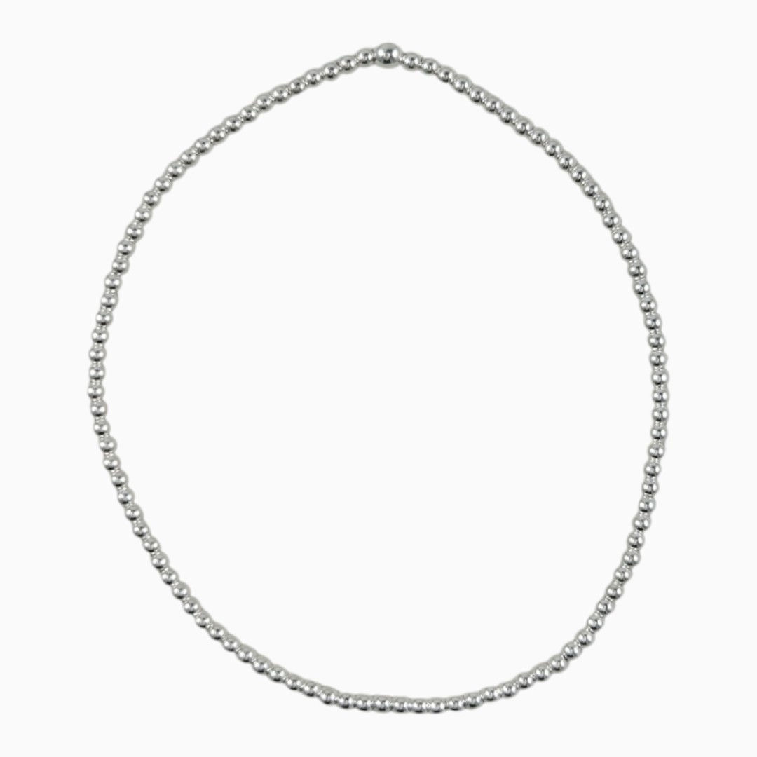 a 2mm beaded sterling silver stretch bracelet | www.elizaperry.com
