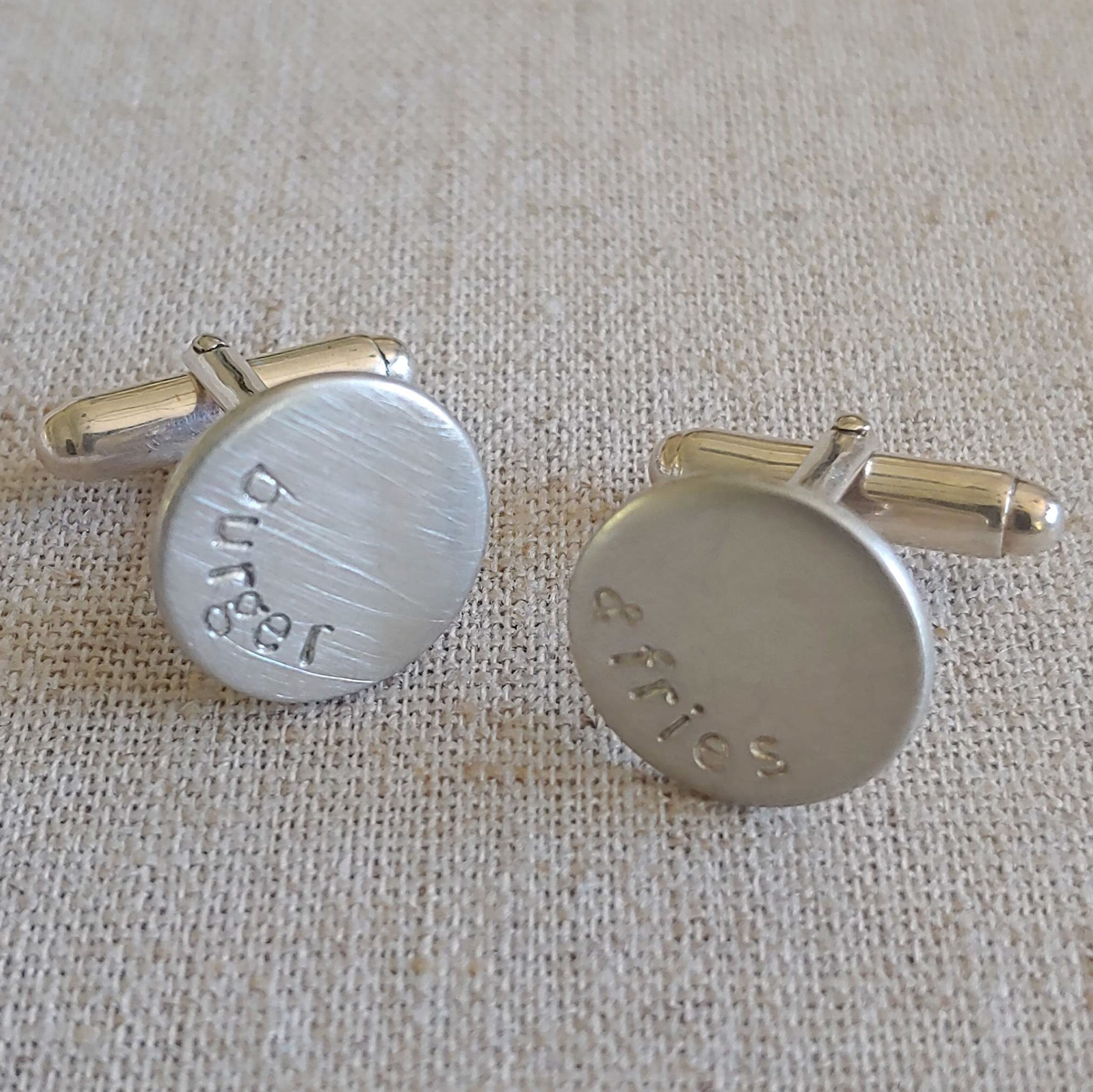 pre-stamped sterling silver round cuff links