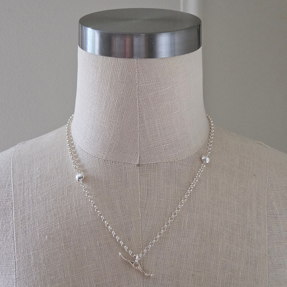 Thumbnail: brown pearl & silver bar necklace stack