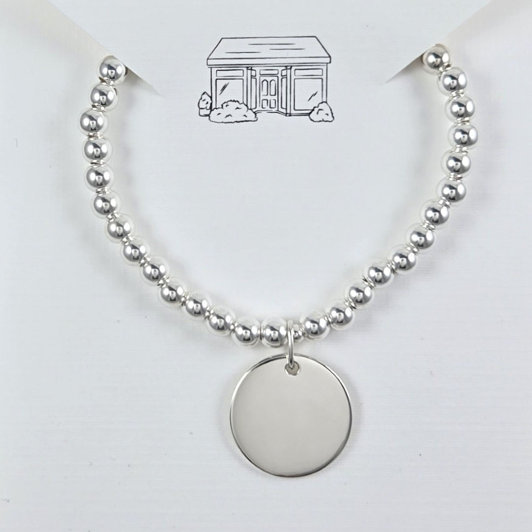 20mm disc & 5mm beaded stretchy bracelet