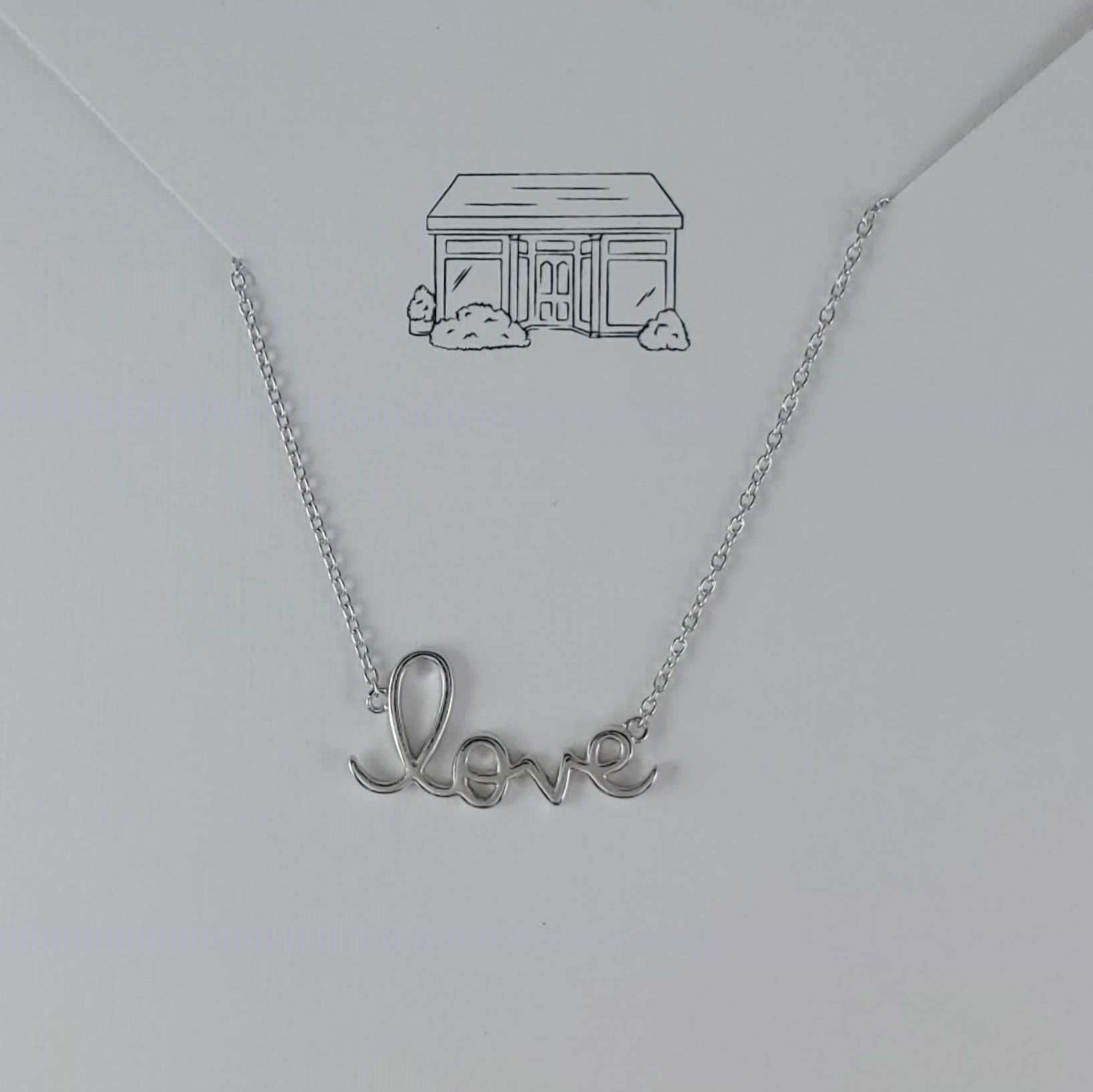 silver script love necklace