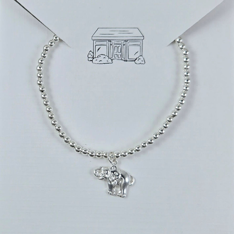 Thumbnail: animal charm & 3mm beaded stretchy bracelet