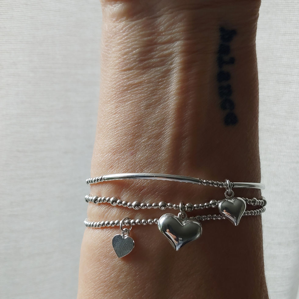 Thumbnail: heart charmed stretchy bracelet trio #2