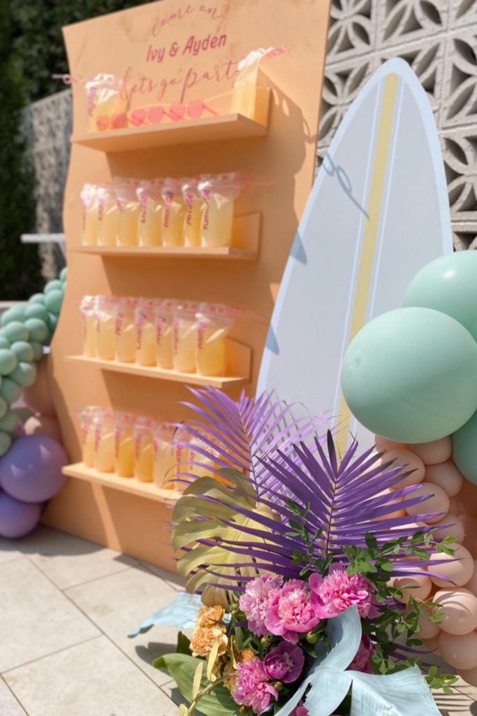 Beach Barbie - Custom backdrop, surfboard, floral and balloon installation