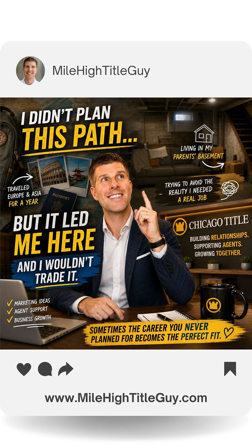 Learn how an unexpected journey from backpacking abroad led me to Chicago Title and a career helping Colorado real estate agents grow their businesses