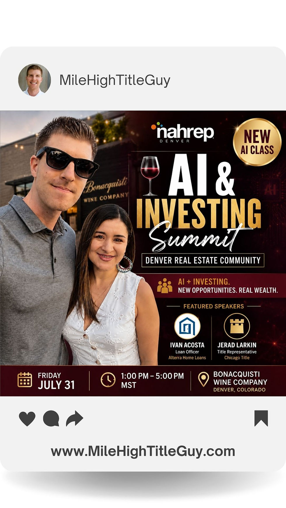 Join NAHREP Denver’s De Raíces a Riqueza AI and Investing Summit for practical AI strategies, investing insights, networking, food, and wine.