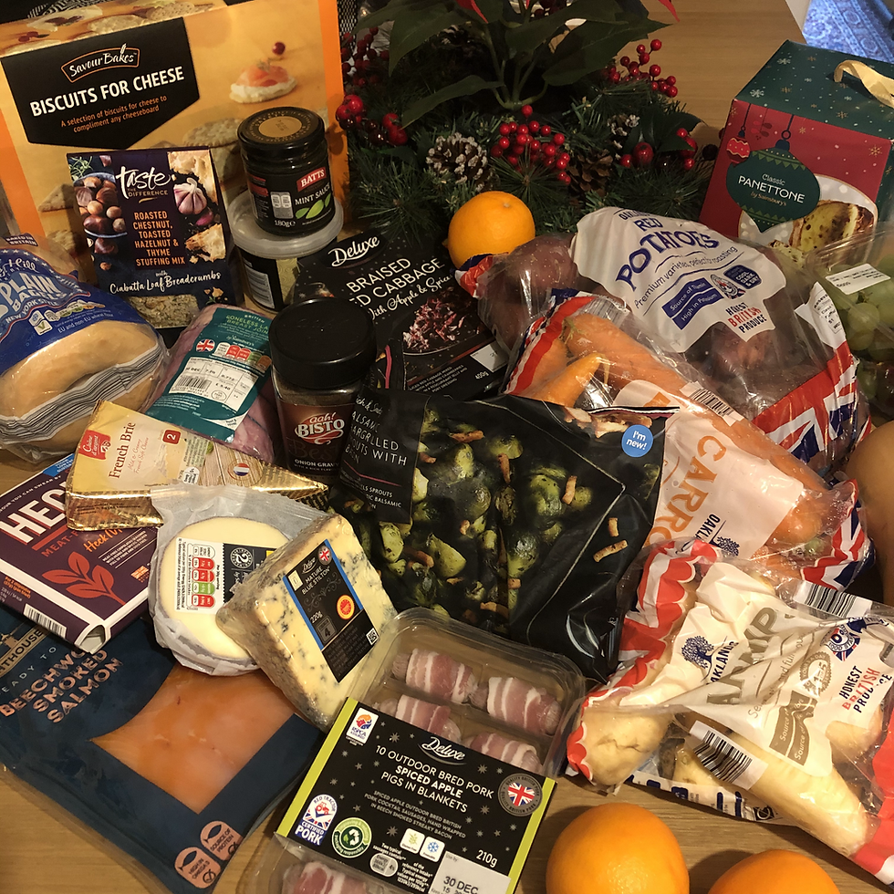 christmas food on a table for a family and baby to eat