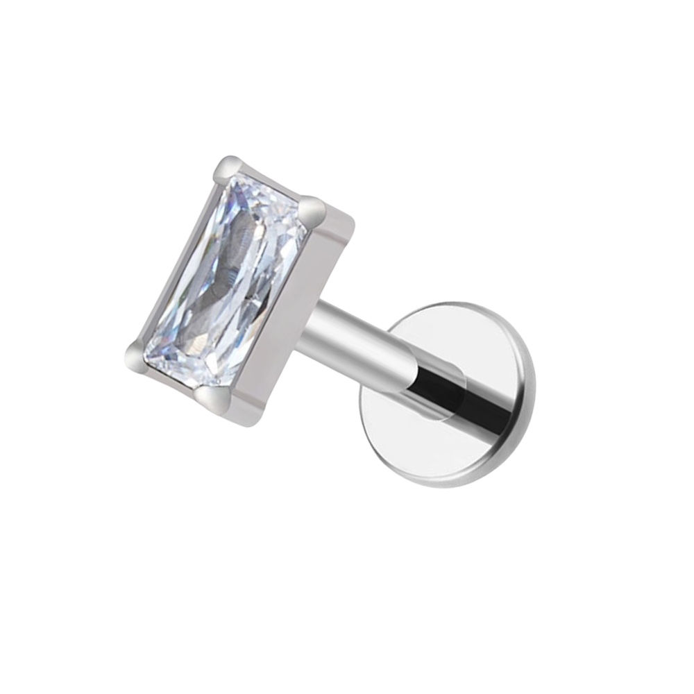 Titanium Internally Threaded Rectangle CZ