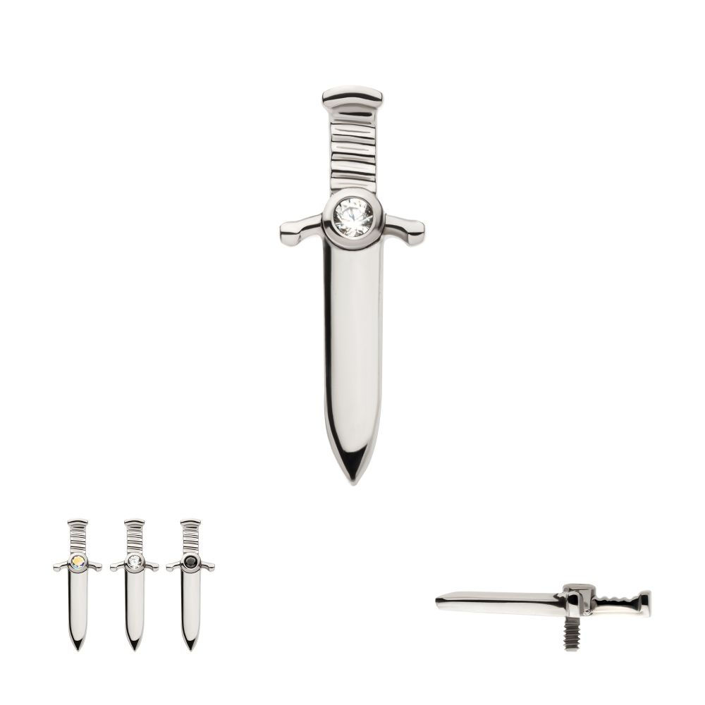 Titanium Internally Threaded with Bezel Set 1mm CZ Dagger Top