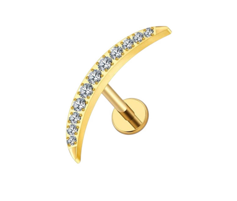 24Kt Gold PVD Titanium Internal Thread New Moon