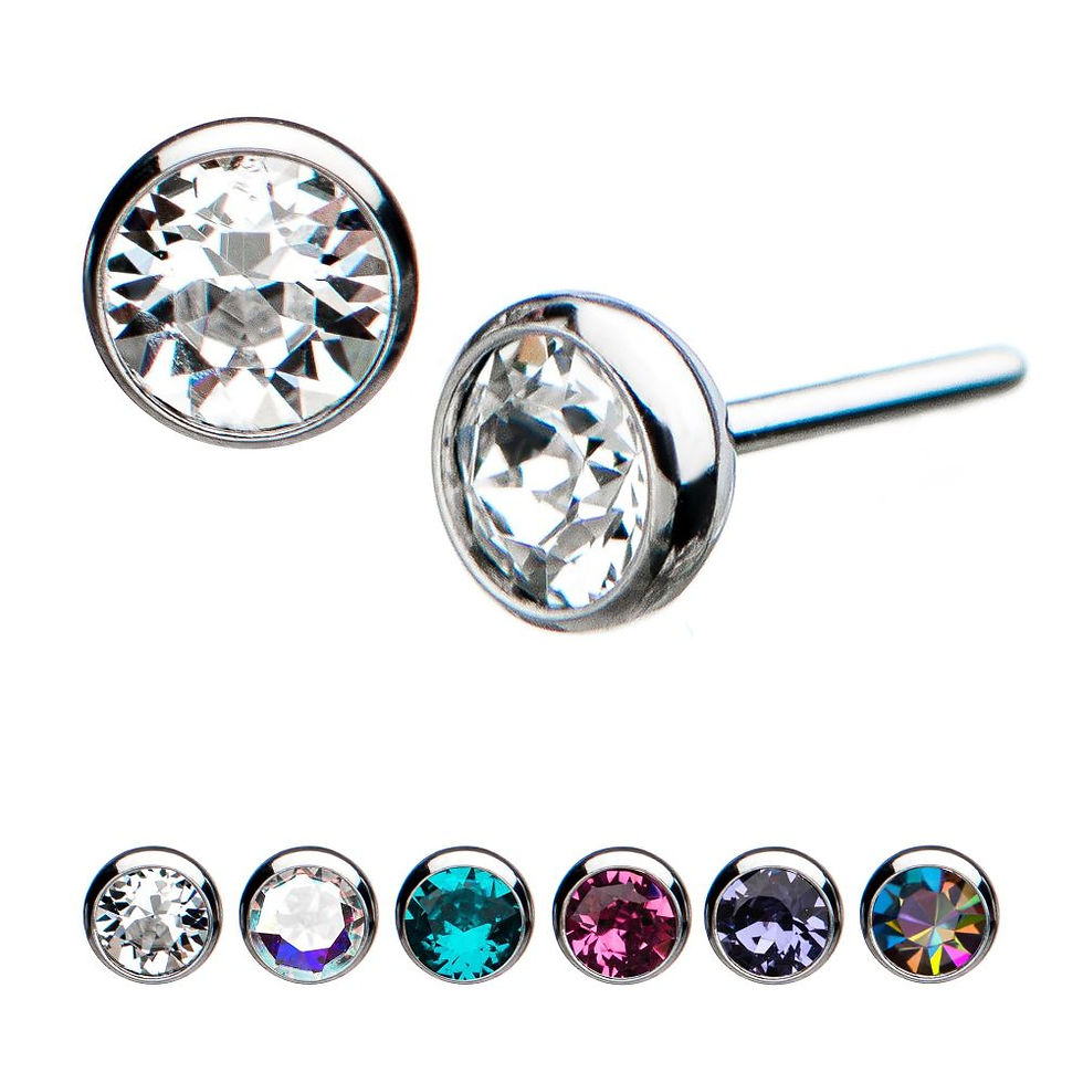 Titanium Threadless Bezel Set Swarovski Crystal Front Facing