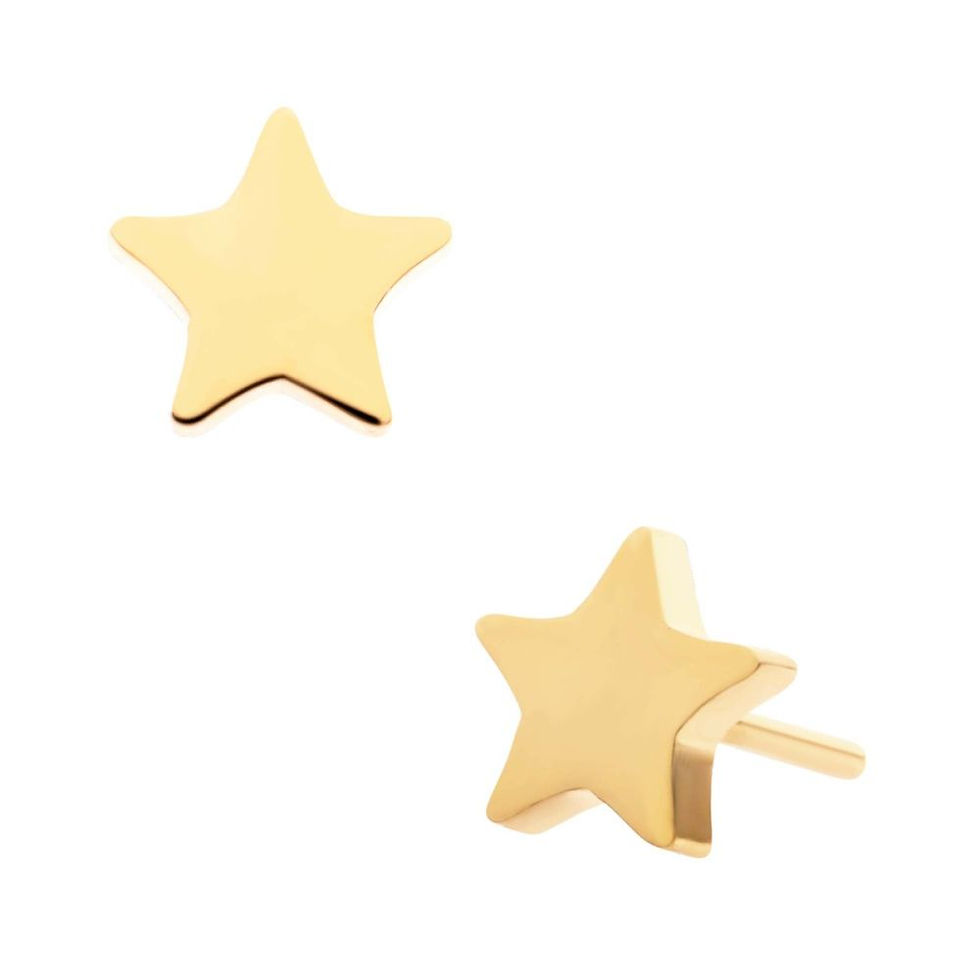 Miniatura: 24KT Gold PVD Titanium Internally Threaded with Star Top