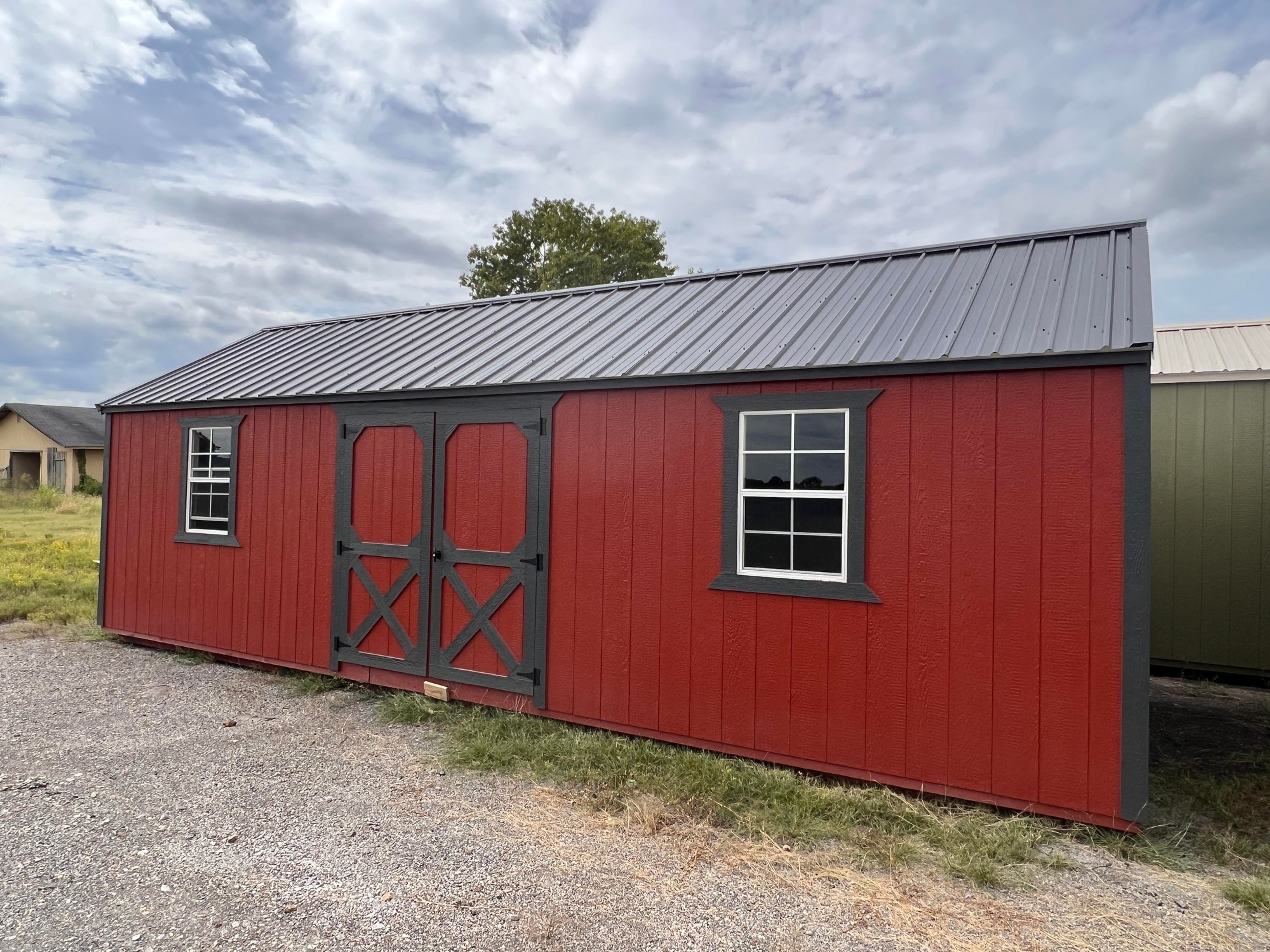 Red Lofted Side Utility Shed