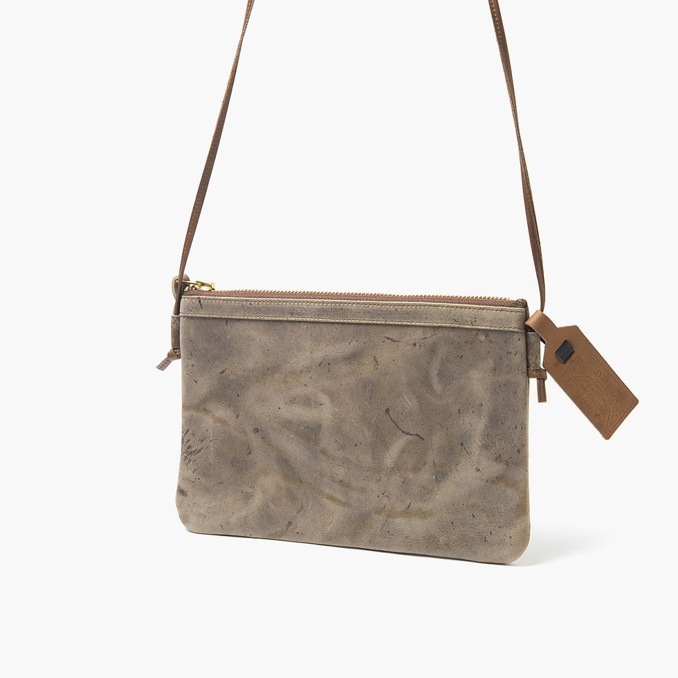 Thumbnail: Anchor Bridge Kudu Leather Zip Shoulder Pouch - Choco