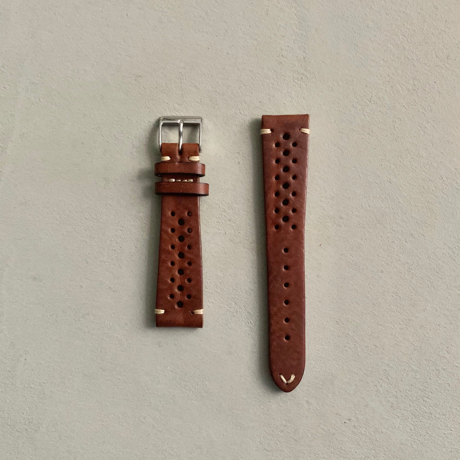 Fluco Hunter Racing Leather Watch Strap - Brown