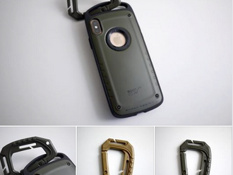 【MILITARY STANDARD・ROOT CO. GRAVITY SHOCK RESIST iPHONE CASE PRO. 保護套 + LIGHTWEIGHT CARABINER 爬山扣】