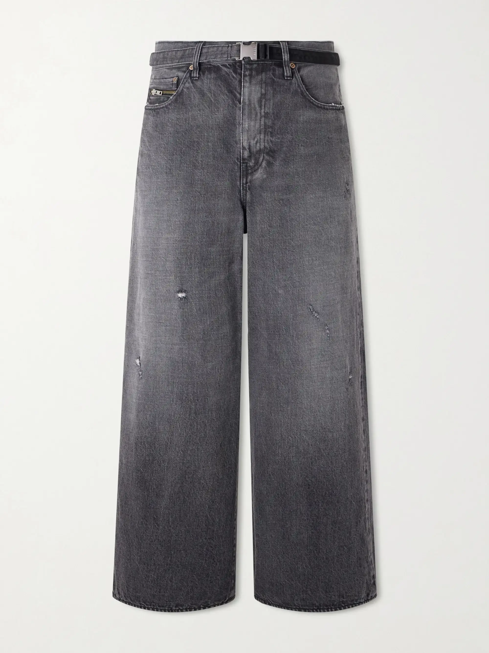 SACAI × BEYONDEXX DISTRESSED JEANS - GREY
