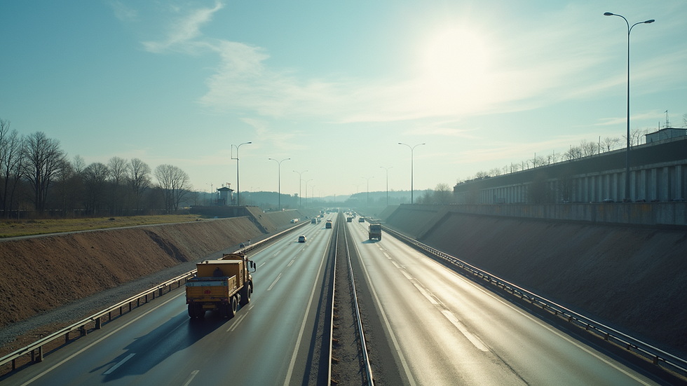 High angle view of a modern highway under construction