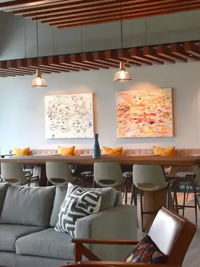 Clubhouse lounge seating at Flyte Racquet Club in San Rafael