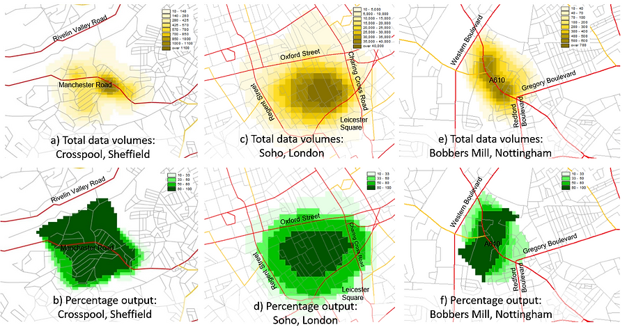 Example GIS probabilistic neighbourhood boundaries as developed by Paul Brindley