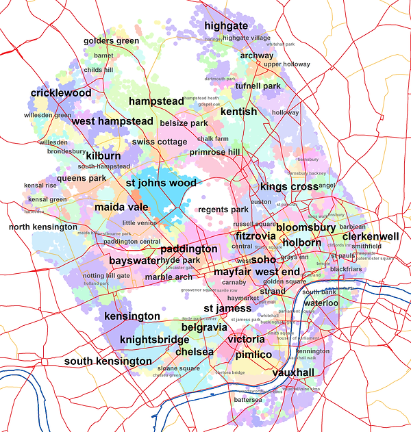 GIS map of London neighbourhoods (by Paul Brindley)