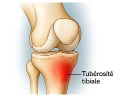 Schéma du genou adolescent avec Osgood-Schlatter – douleur tubérosité tibiale
