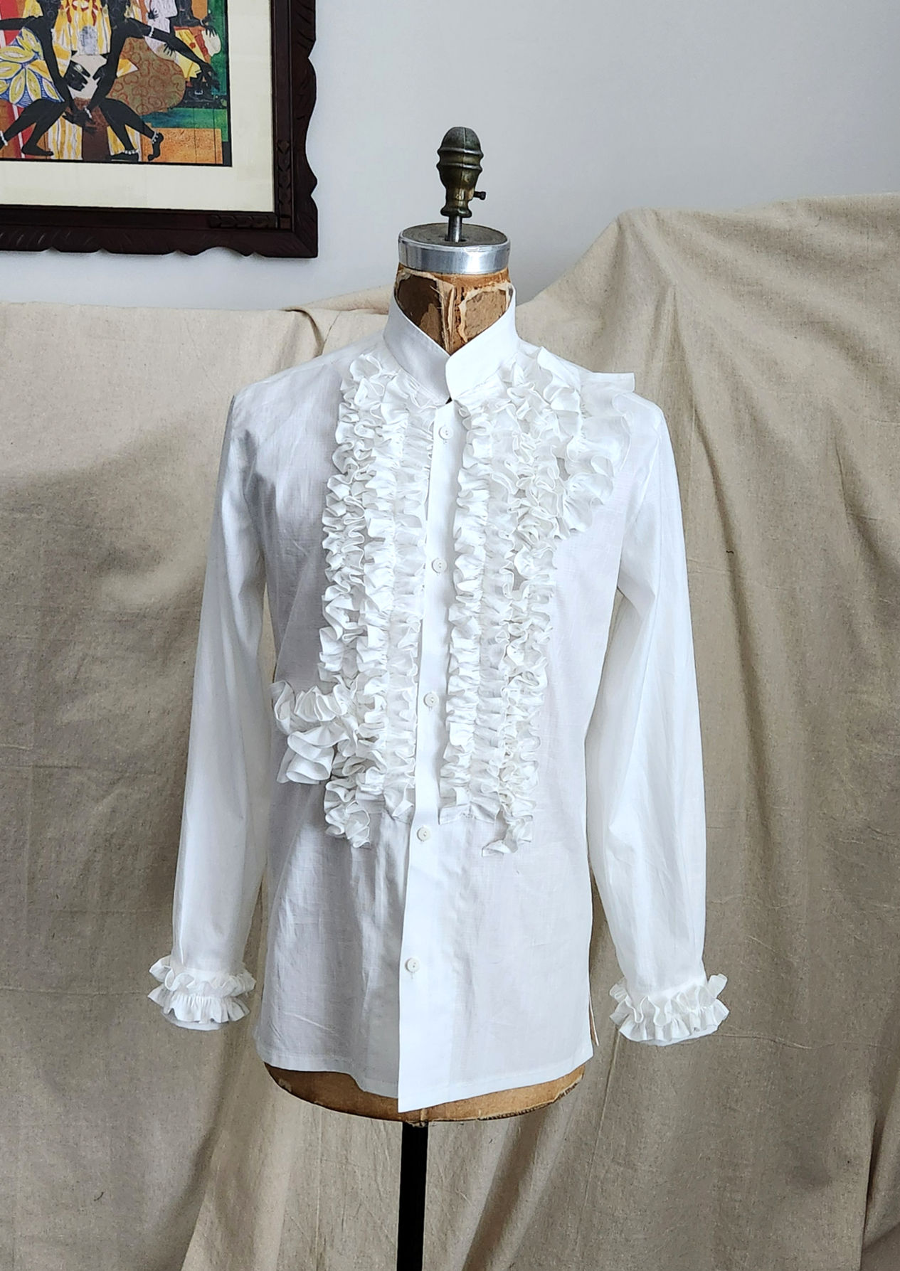 Ban Collar Ruffled Pageant Shirt