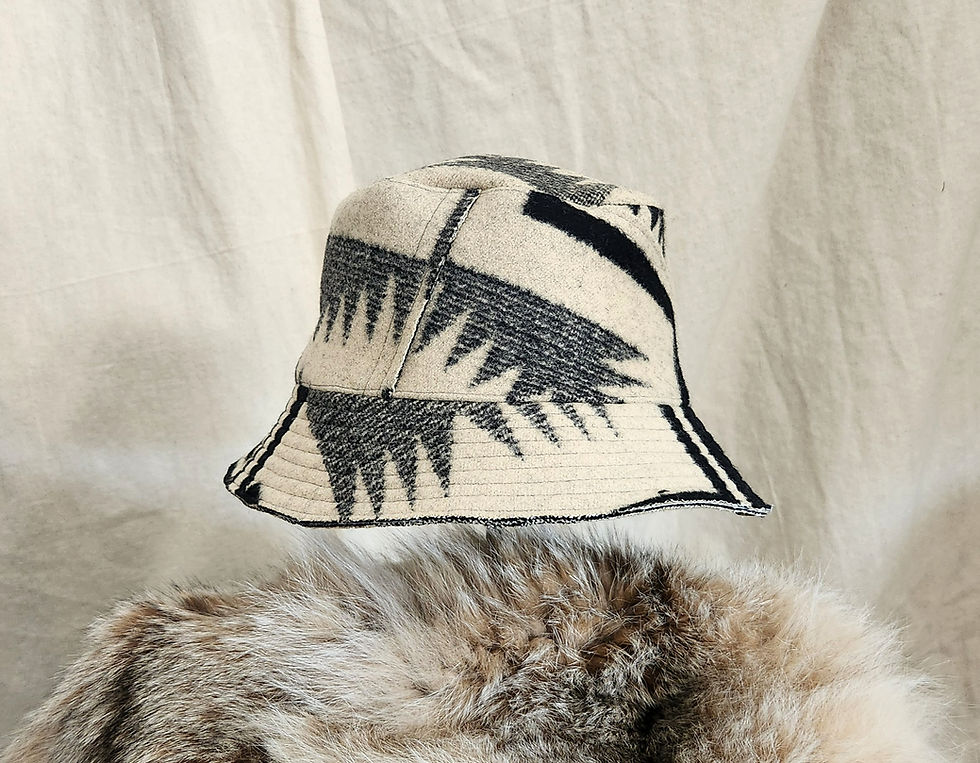 Thumbnail: Navajo Blanket Scraps Tall Bucket Hat-Blk & Vanilla